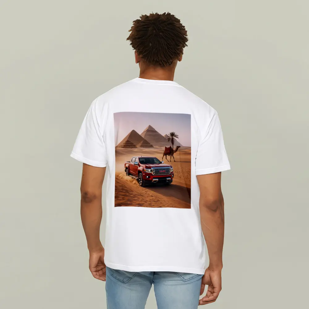 GMC Canyon Red Truck Egypt Pyramids Desert – T-Shirts