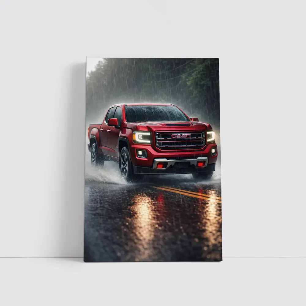 GMC Canyon Truck Driving In Heavy Rain – Wall Art