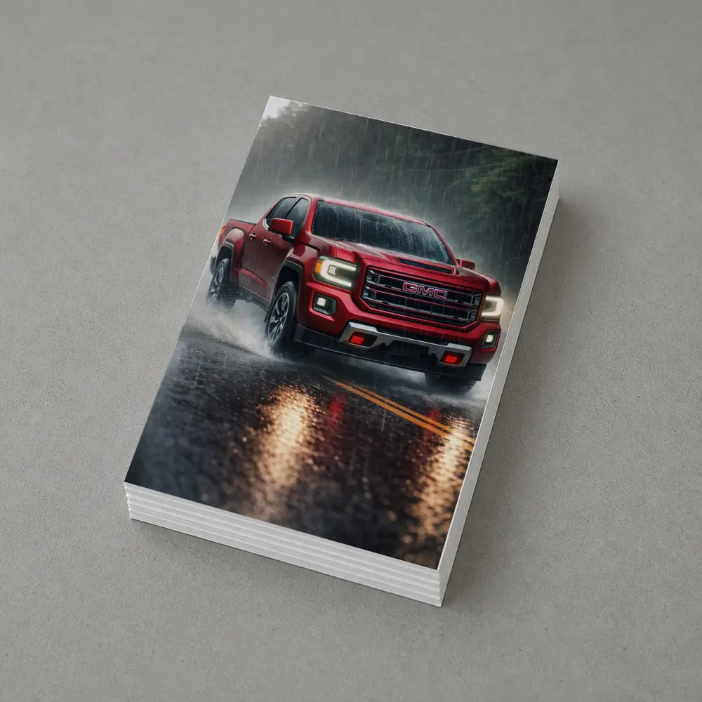 GMC Canyon Truck Driving In Heavy Rain – Postcards