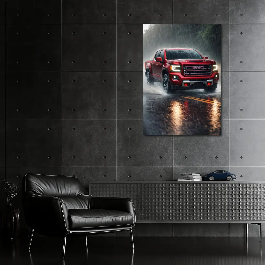 GMC Canyon Truck Driving In Heavy Rain – Wall Art