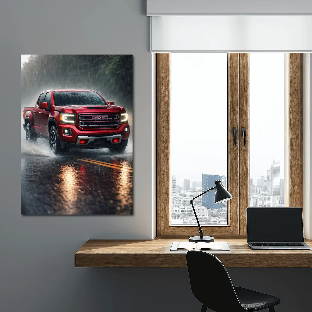 GMC Canyon Truck Driving In Heavy Rain – Wall Art