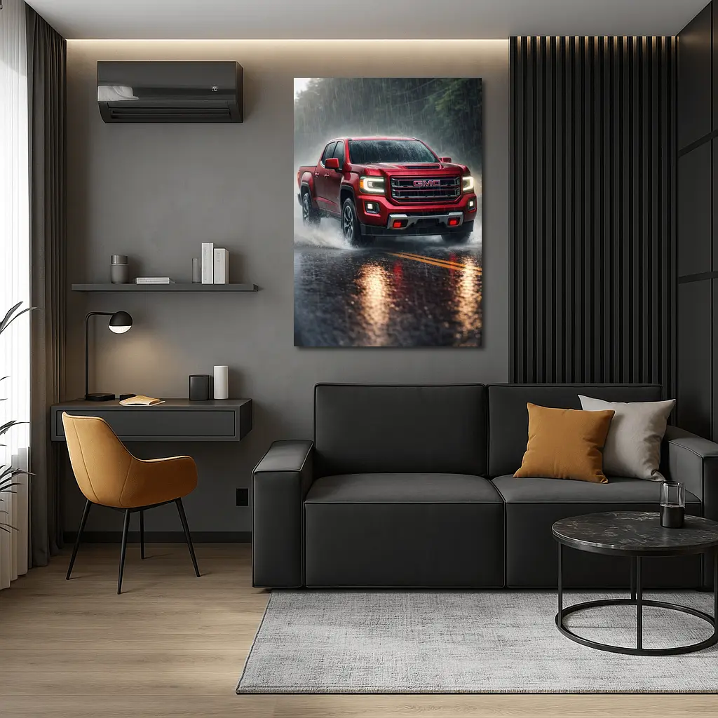GMC Canyon Truck Driving In Heavy Rain – Wall Art