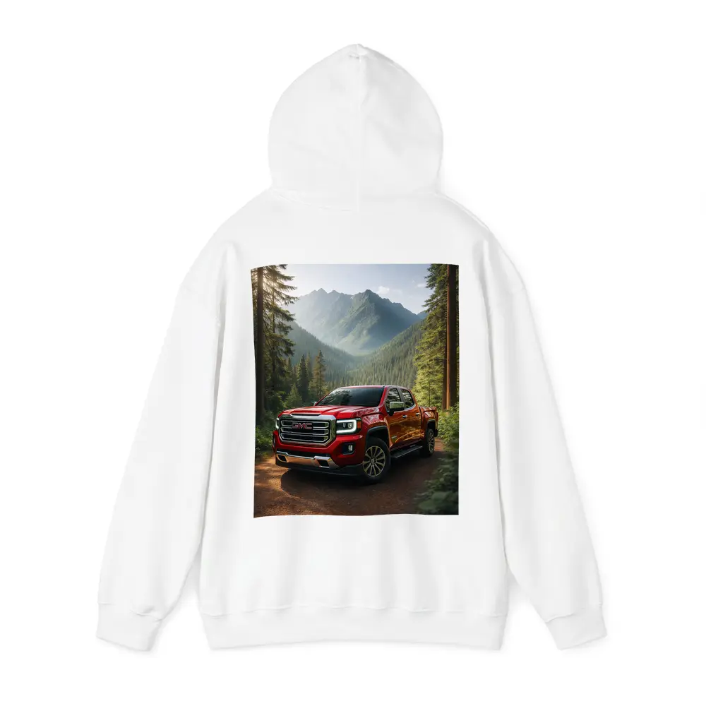 GMC Canyon Red Truck Mountain Forest Trail – Hoodies