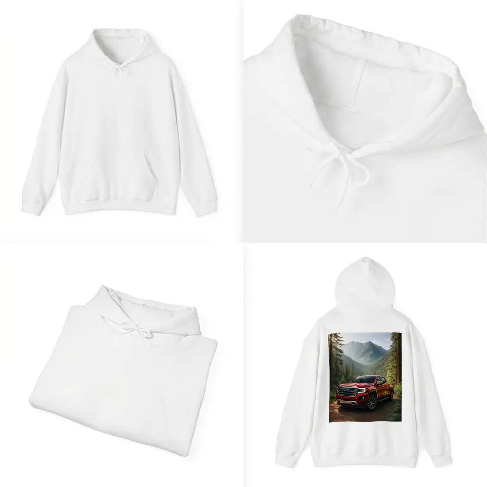 GMC Canyon Red Truck Mountain Forest Trail – Hoodies