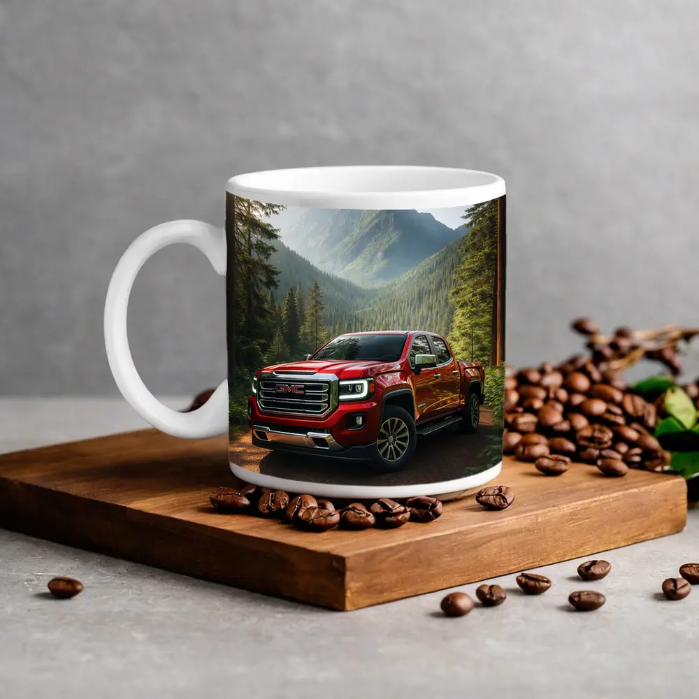 GMC Canyon Red Truck Mountain Forest Trail – Mugs