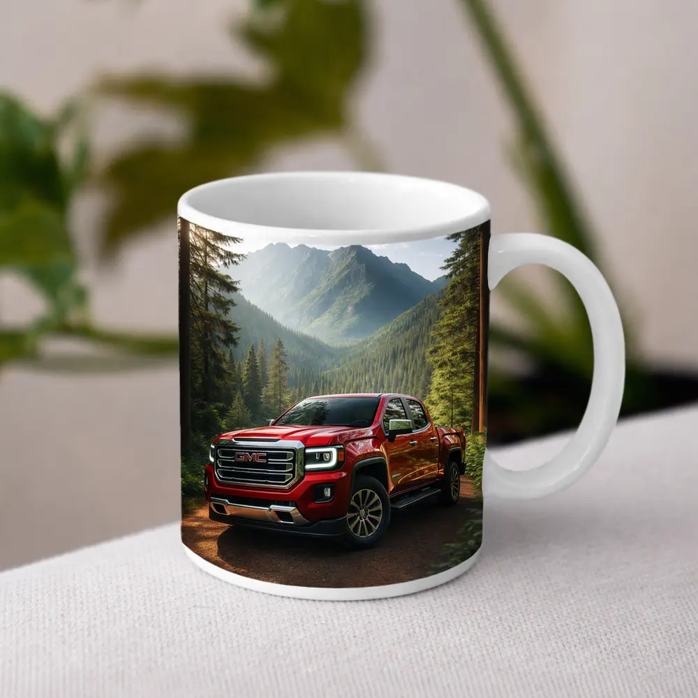 GMC Canyon Red Truck Mountain Forest Trail – Mugs