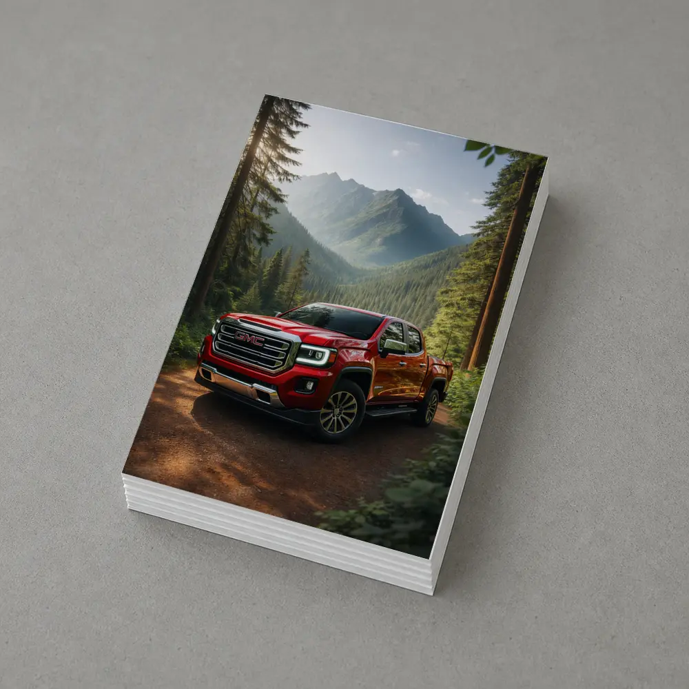 GMC Canyon Red Truck Mountain Forest Trail – Postcards