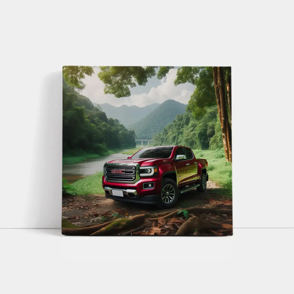GMC Canyon Red Truck Forest River Setting – Wall Art