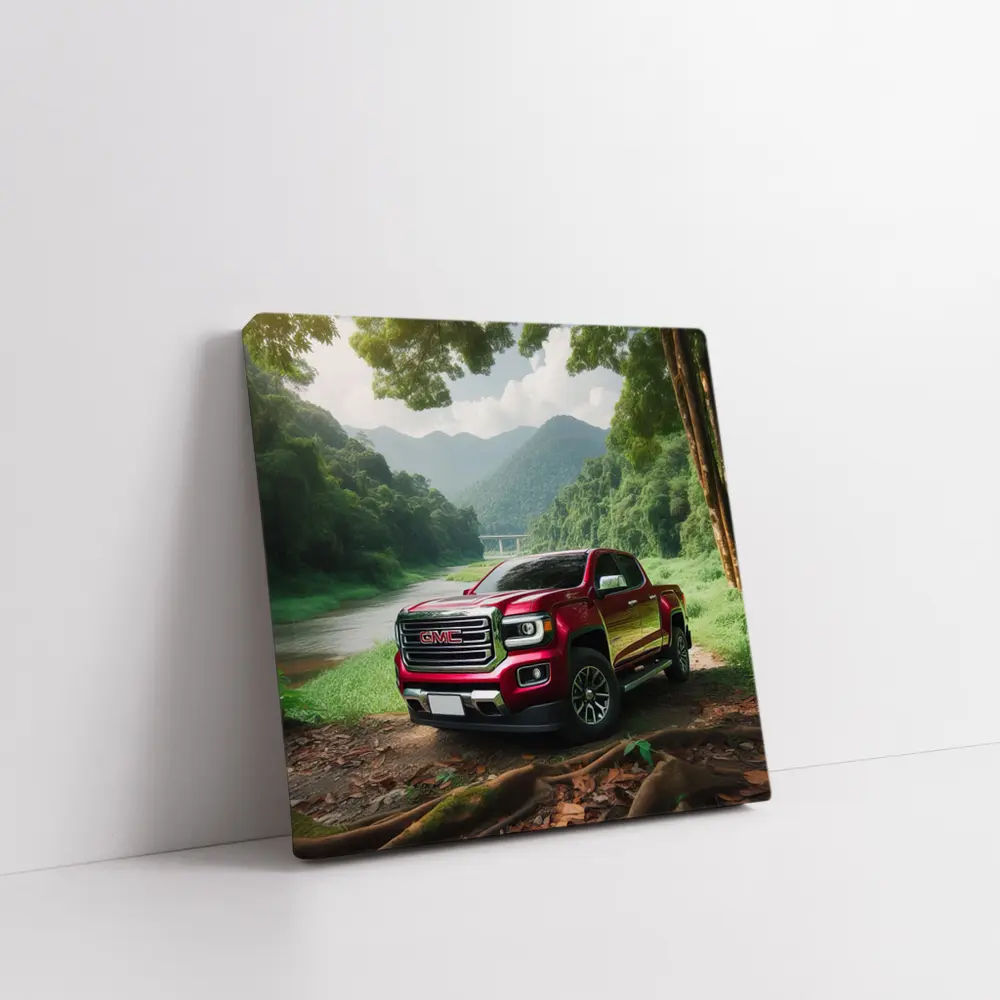 GMC Canyon Red Truck Forest River Setting – Wall Art