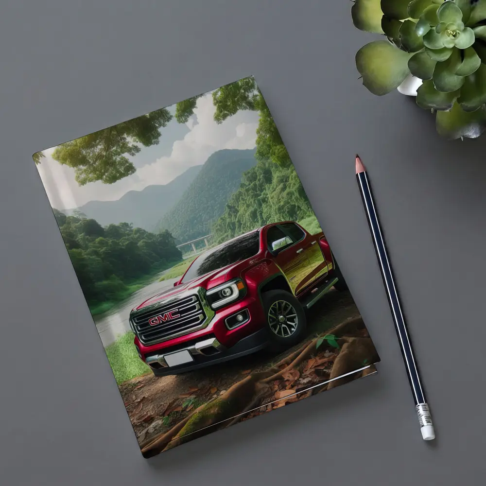 GMC Canyon Red Truck Forest River Setting – Notebooks