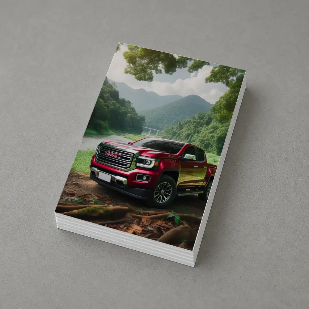 GMC Canyon Red Truck Forest River Setting – Postcards
