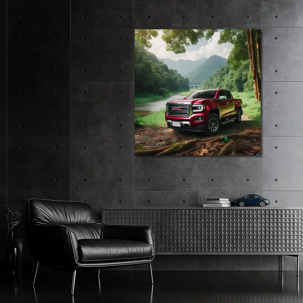 GMC Canyon Red Truck Forest River Setting – Wall Art