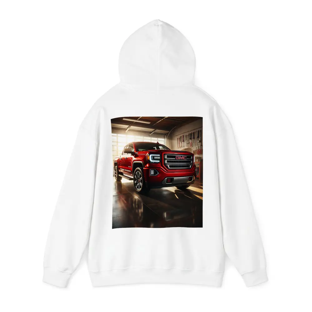 GMC Sierra Red Truck Garage Setting – Hoodies
