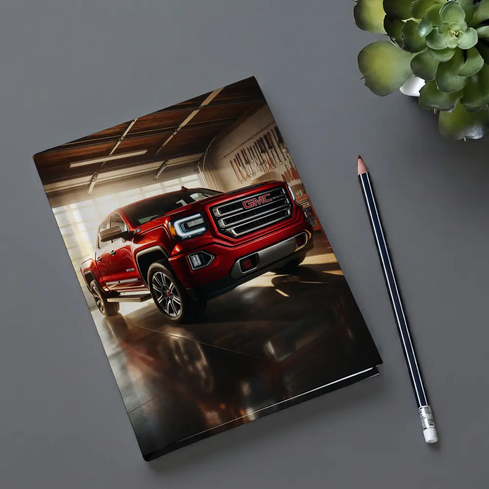 GMC Sierra Red Truck Garage Setting – Notebooks