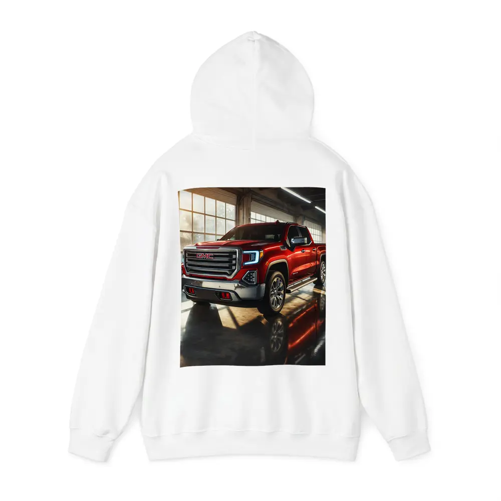 GMC Sierra Red Truck Garage Setting – Hoodies