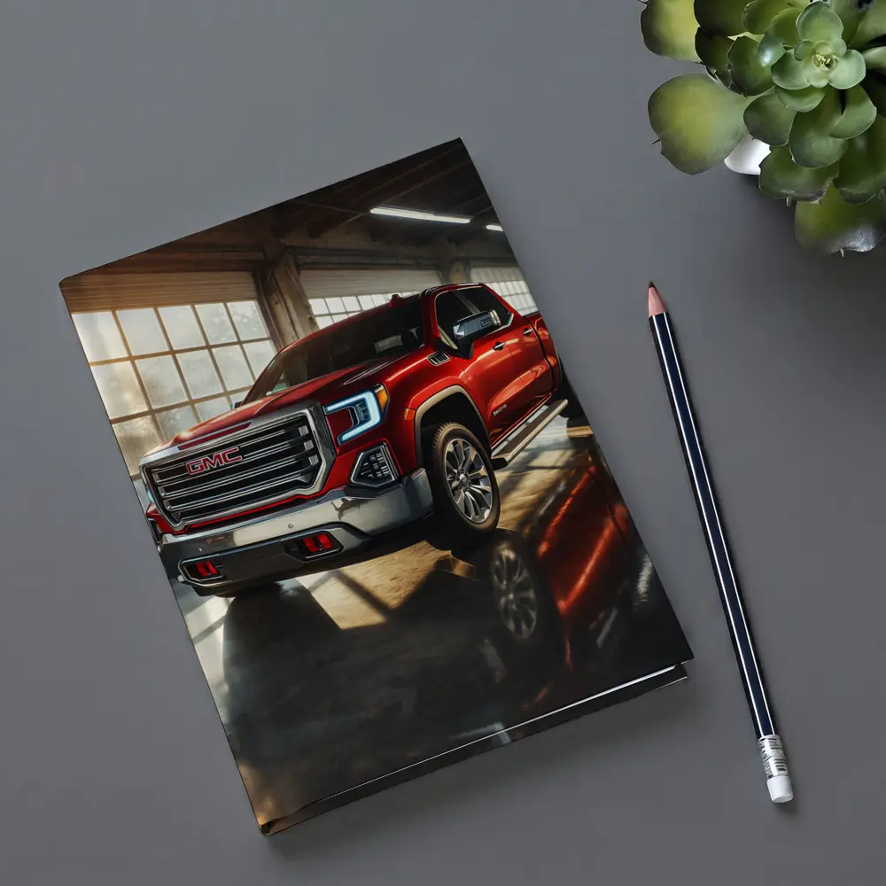 GMC Sierra Red Truck Garage Setting – Notebooks