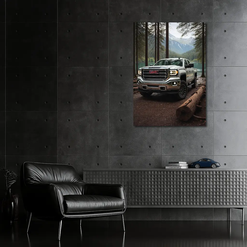 GMC Sierra Truck Forest Mountain Lake – Wall Art