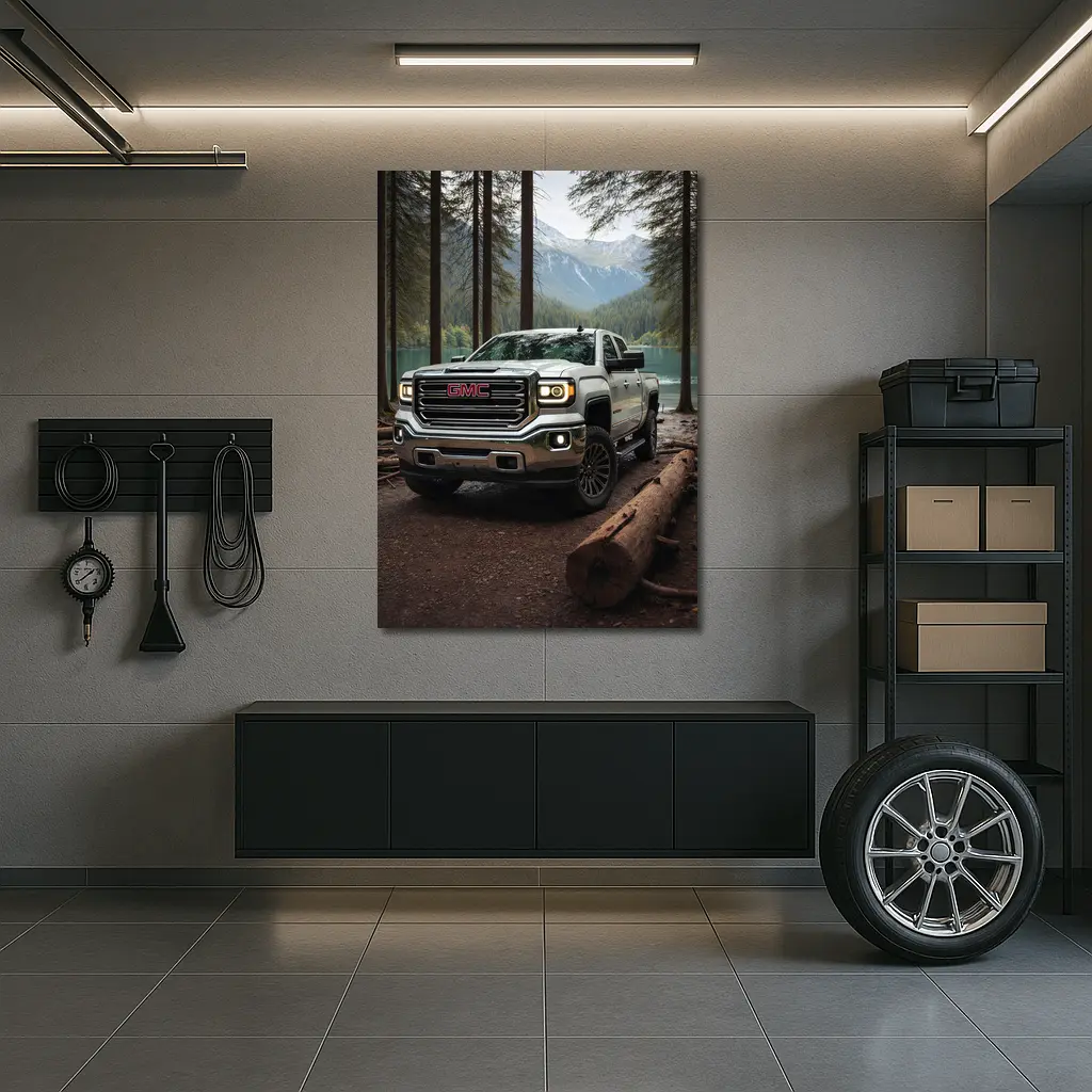 GMC Sierra Truck Forest Mountain Lake – Wall Art