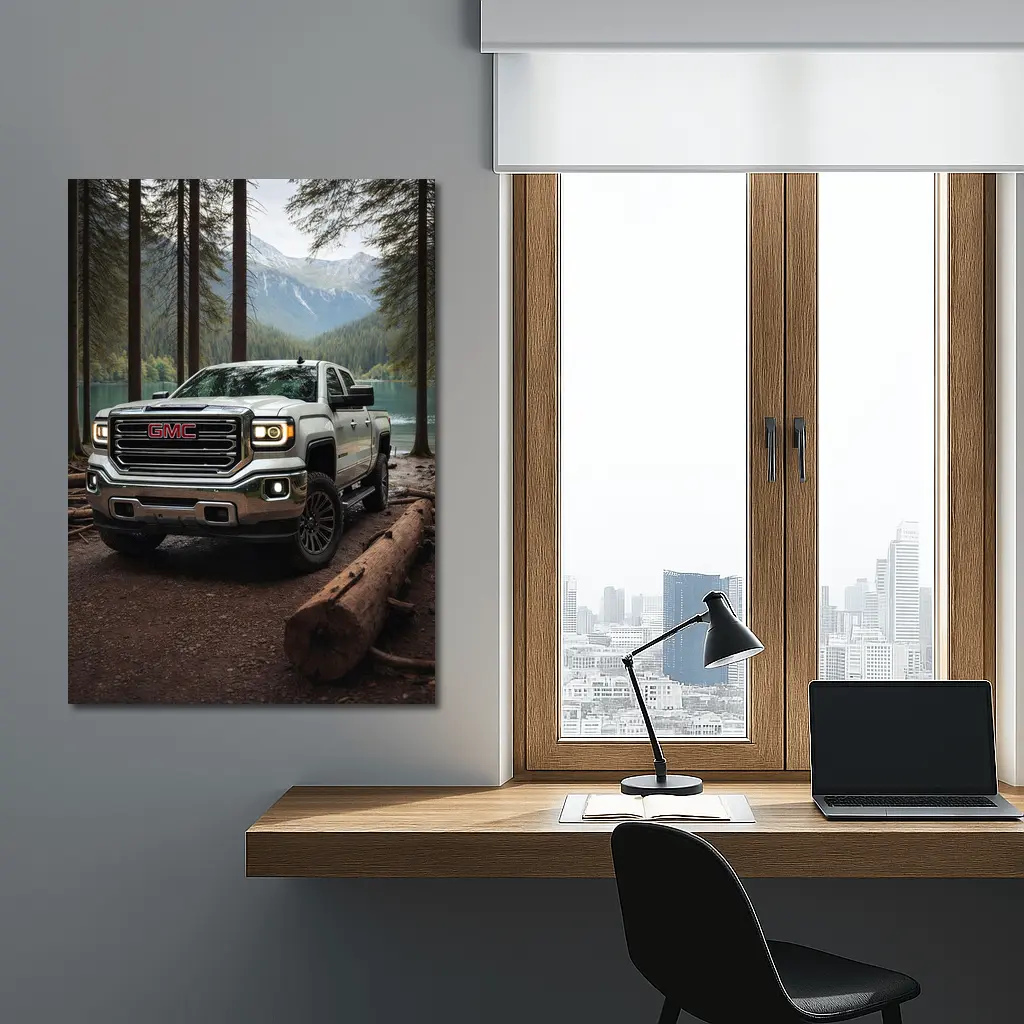 GMC Sierra Truck Forest Mountain Lake – Wall Art