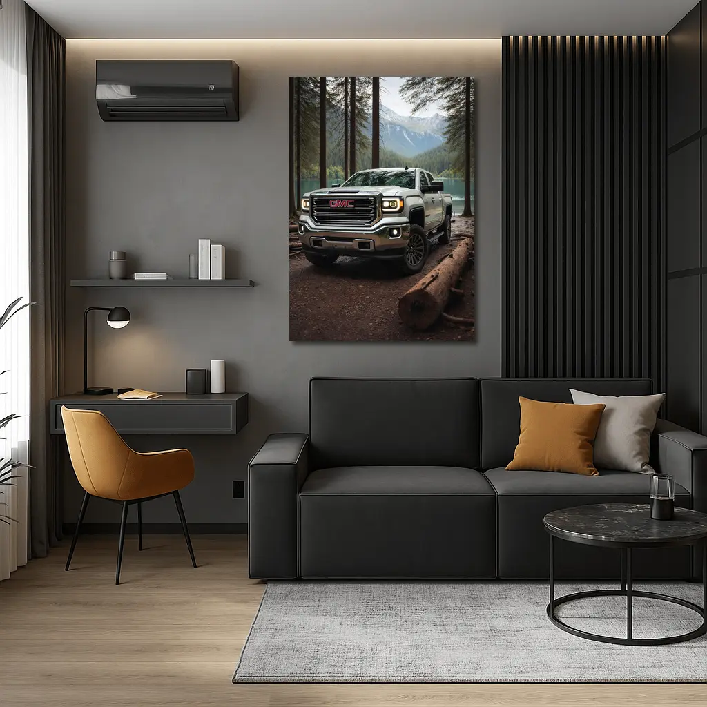 GMC Sierra Truck Forest Mountain Lake – Wall Art