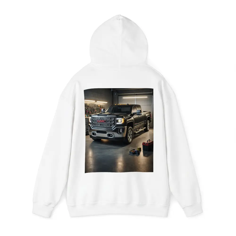GMC Sierra Black Truck Inside Garage – Hoodies