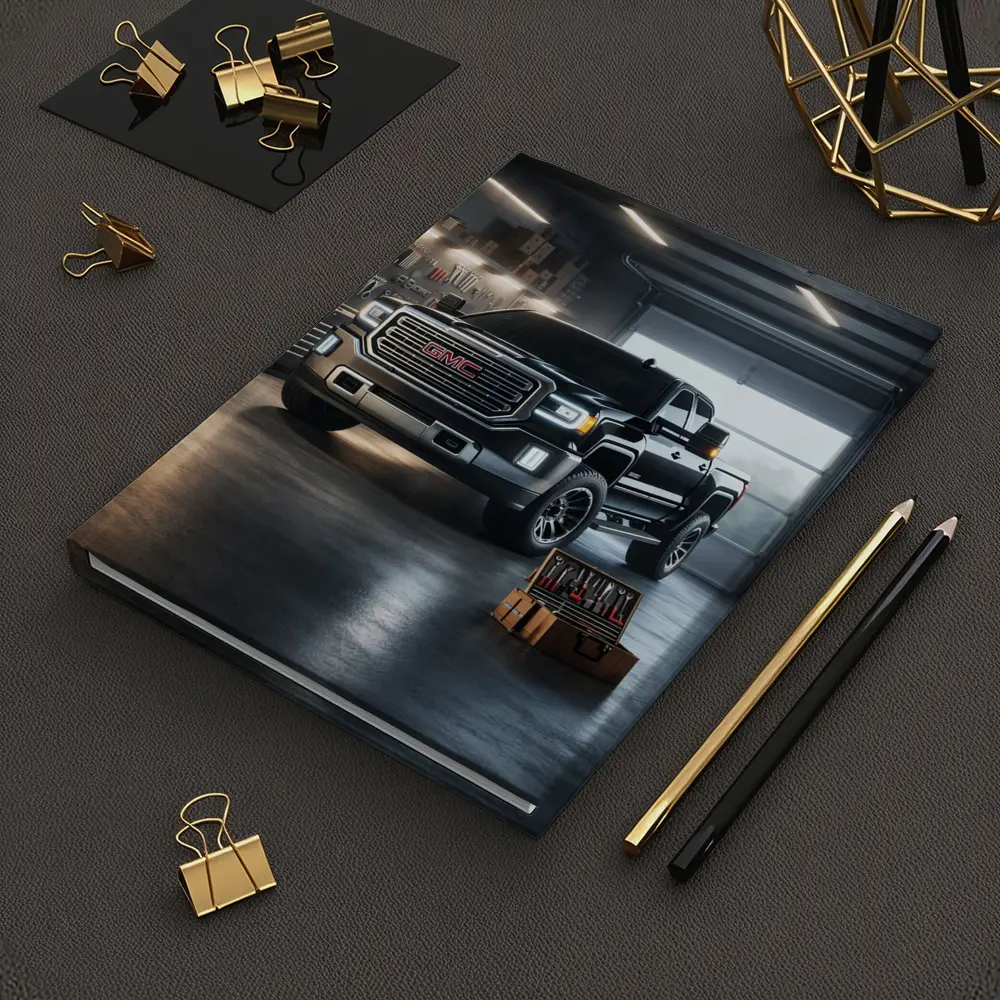 GMC Sierra Truck Black Garage Workshop Scene – Notebooks