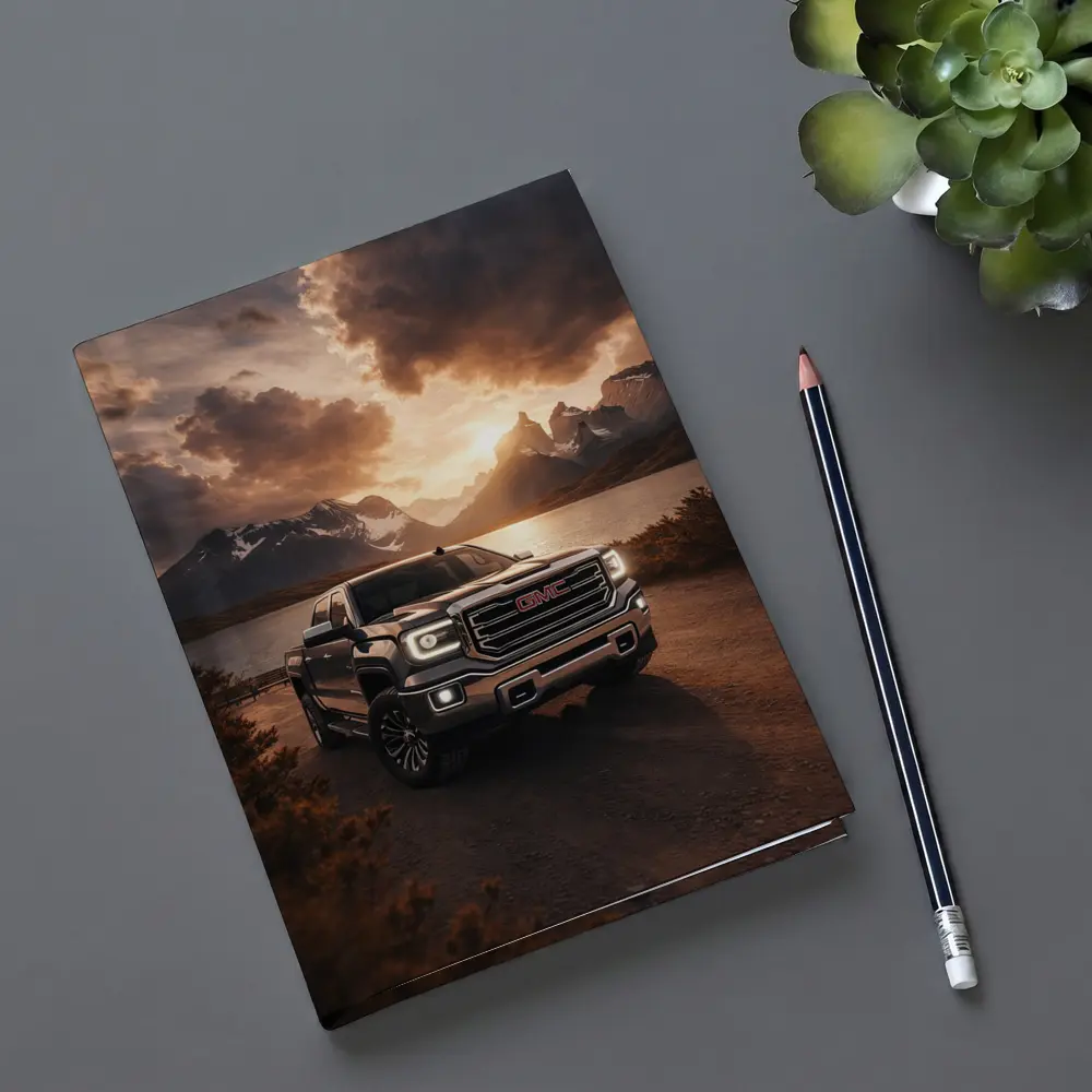 GMC Sierra Truck Mountain Lake Sunset – Notebooks