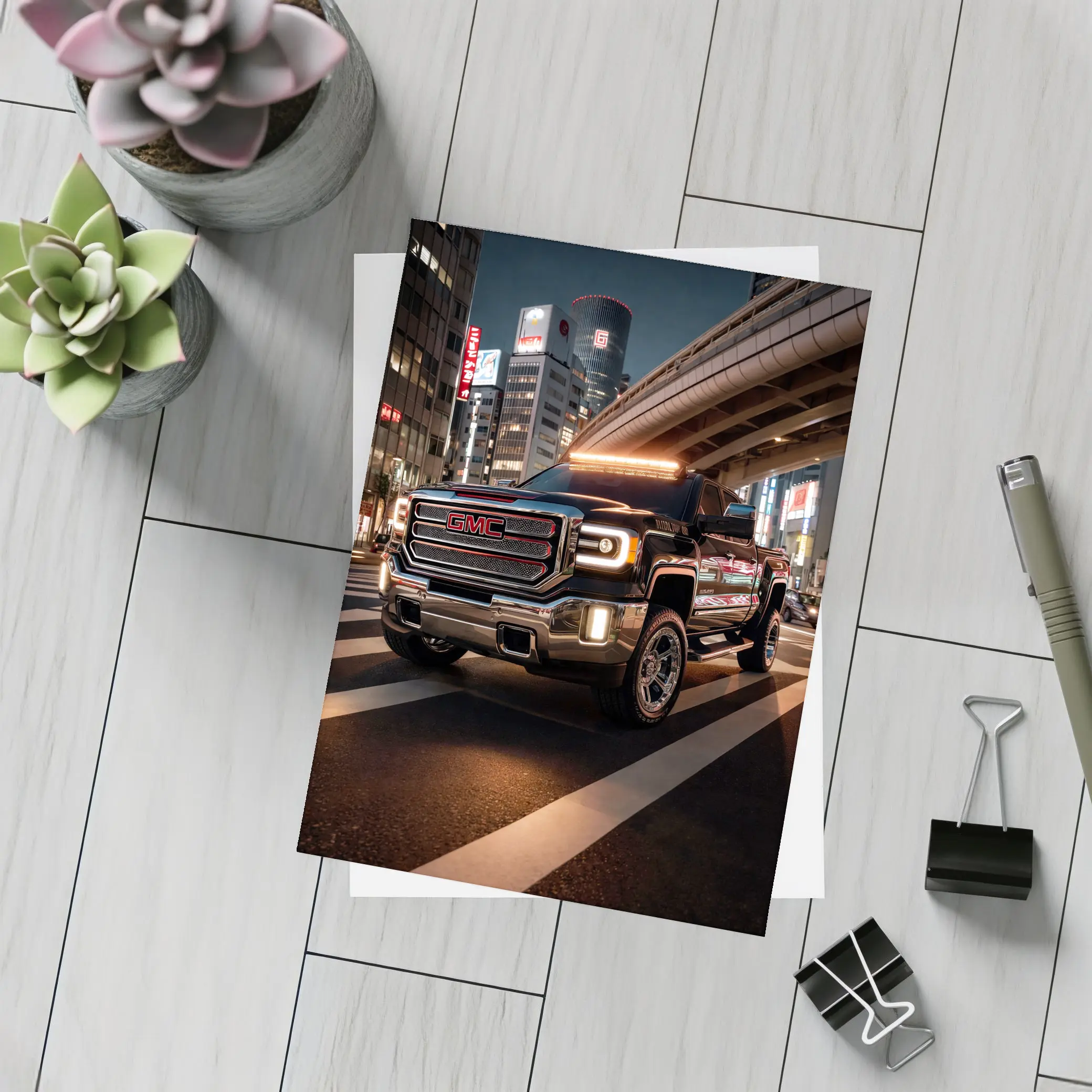 GMC Sierra Truck Tokyo City Night – Postcards