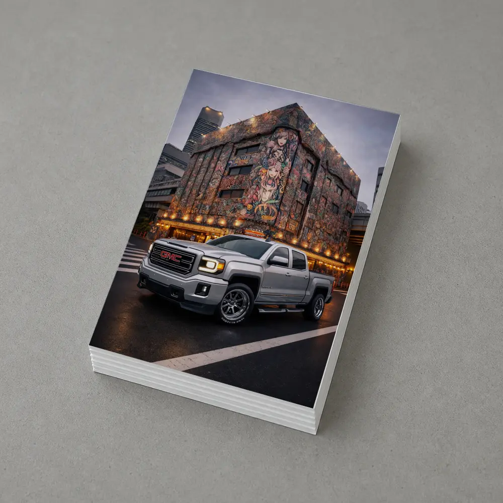GMC Sierra Truck Parked Near Mural Building – Postcards