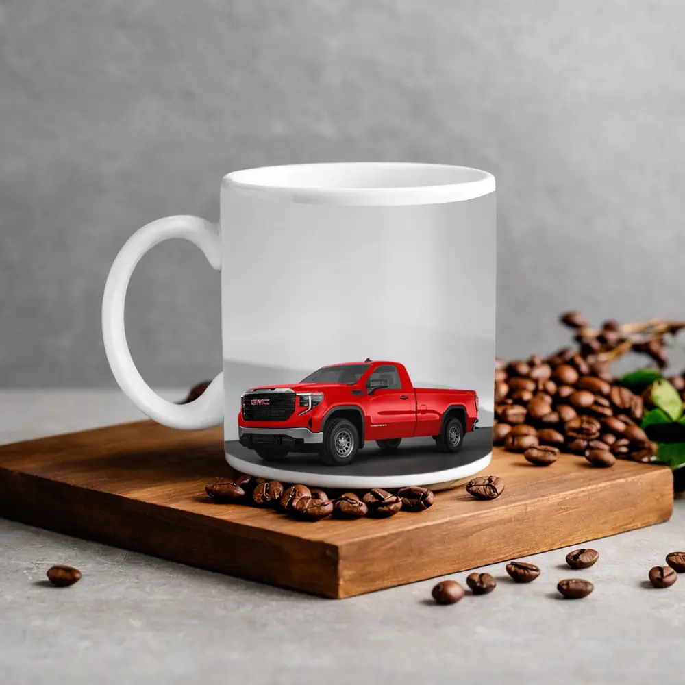 GMC Sierra Red Truck Concrete Wall Background – Mugs