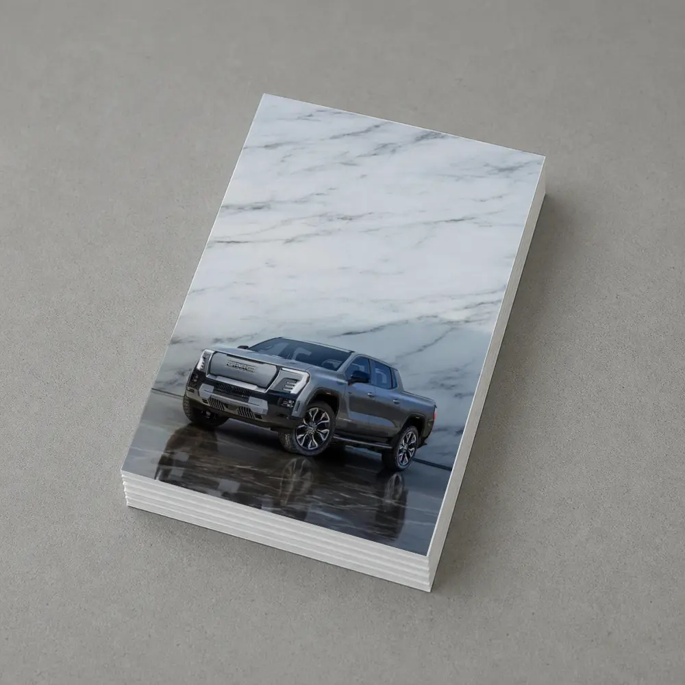 GMC Sierra EV Against Marble Wall – Postcards