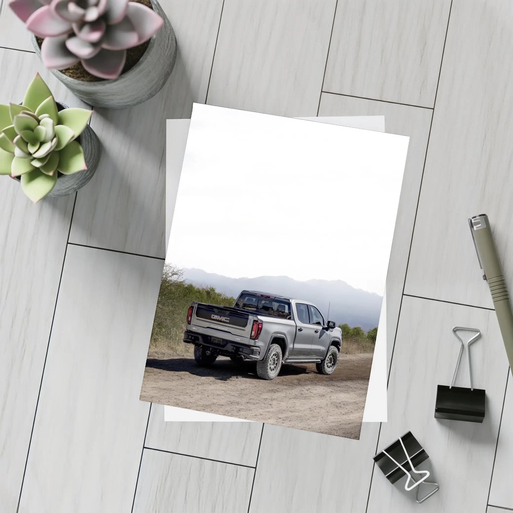 GMC Sierra Truck Dusty Dirt Road Mountains – Postcards