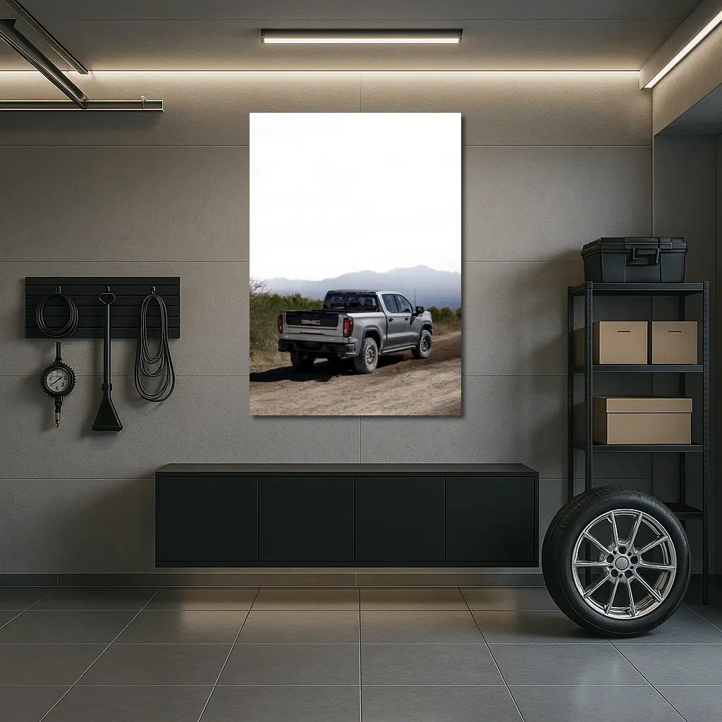 GMC Sierra Truck Dusty Dirt Road Mountains – Wall Art