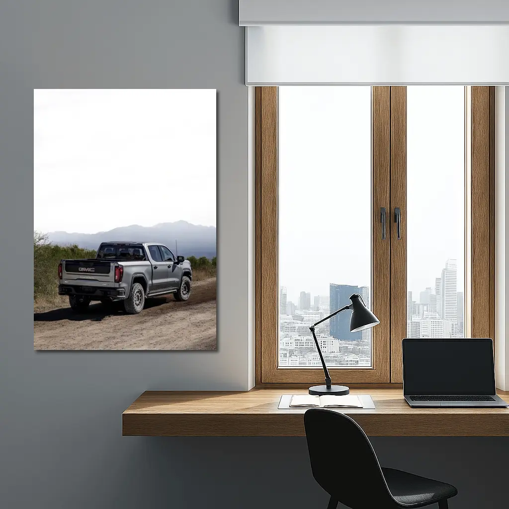 GMC Sierra Truck Dusty Dirt Road Mountains – Wall Art