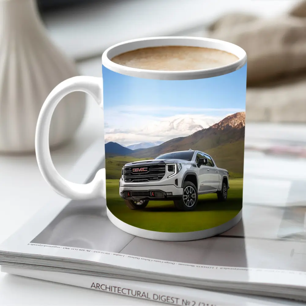 GMC Sierra AT4 White Truck Mountain Meadow – Mugs