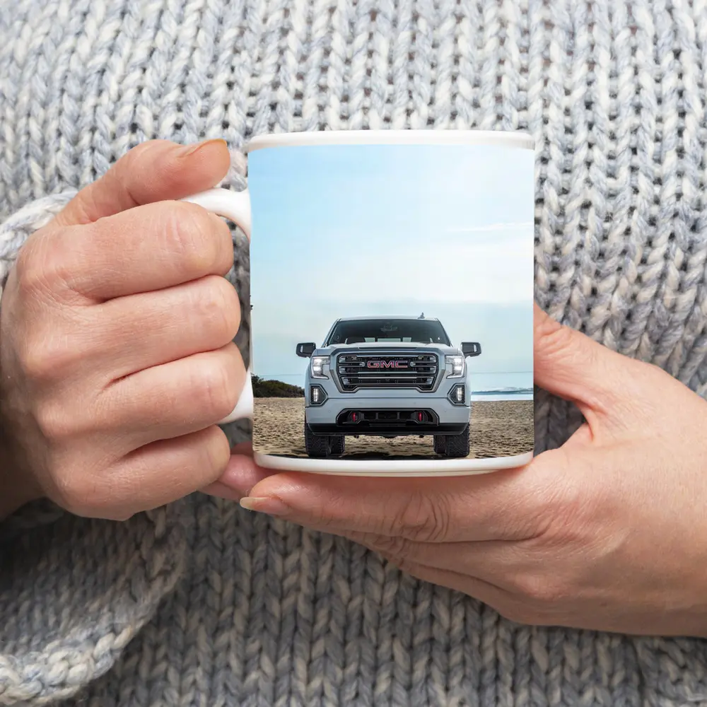 GMC Sierra Truck on Sandy Beach – Mugs