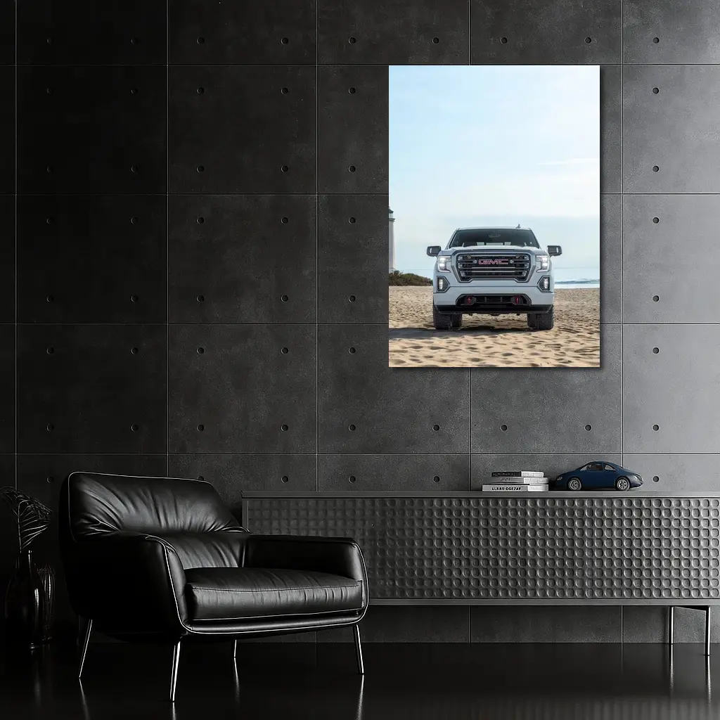 GMC Sierra Truck on Sandy Beach – Wall Art