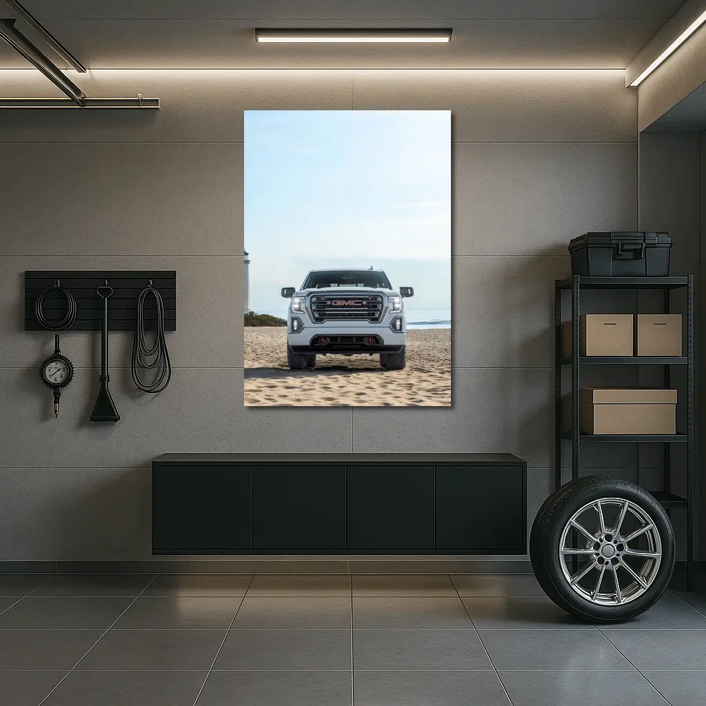 GMC Sierra Truck on Sandy Beach – Wall Art