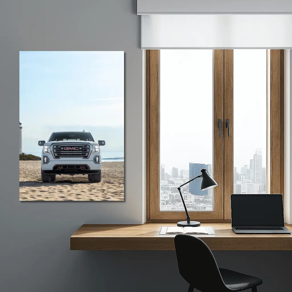 GMC Sierra Truck on Sandy Beach – Wall Art
