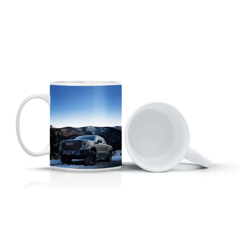 GMC Sierra Truck Snowy Mountain Road – Mugs