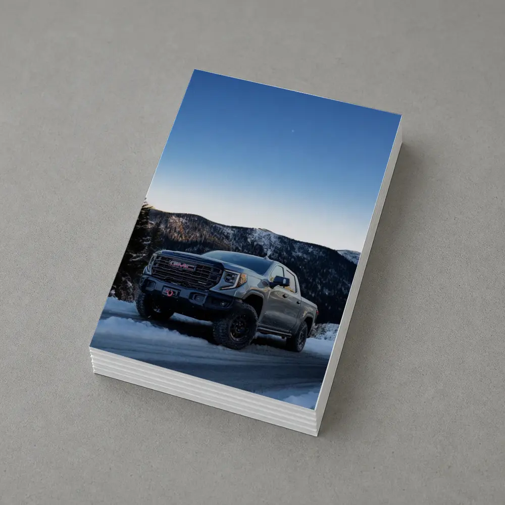 GMC Sierra Truck Snowy Mountain Road – Postcards