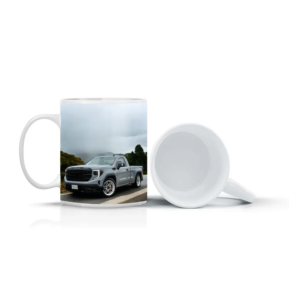 GMC Sierra Truck on Misty Mountain Road – Mugs
