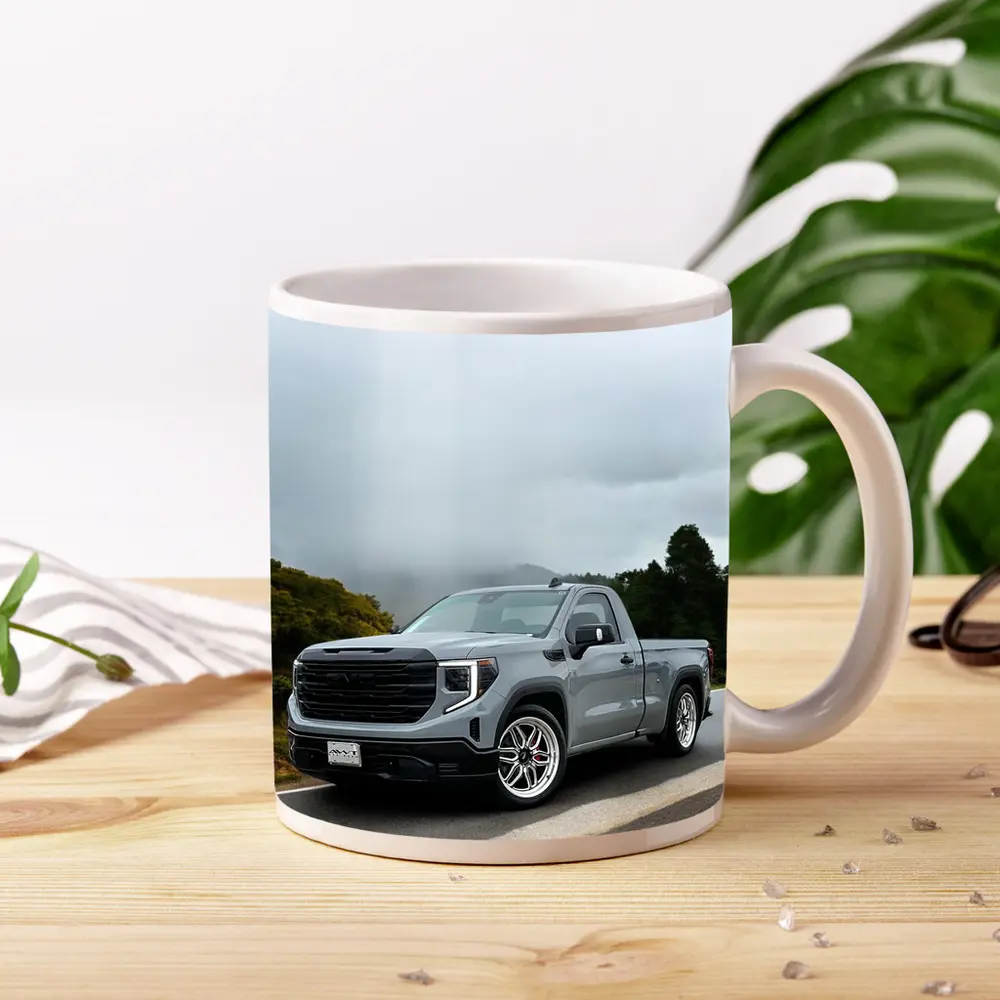 GMC Sierra Truck on Misty Mountain Road – Mugs