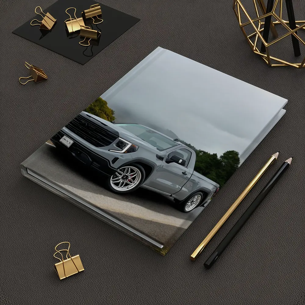 GMC Sierra Truck on Misty Mountain Road – Notebooks