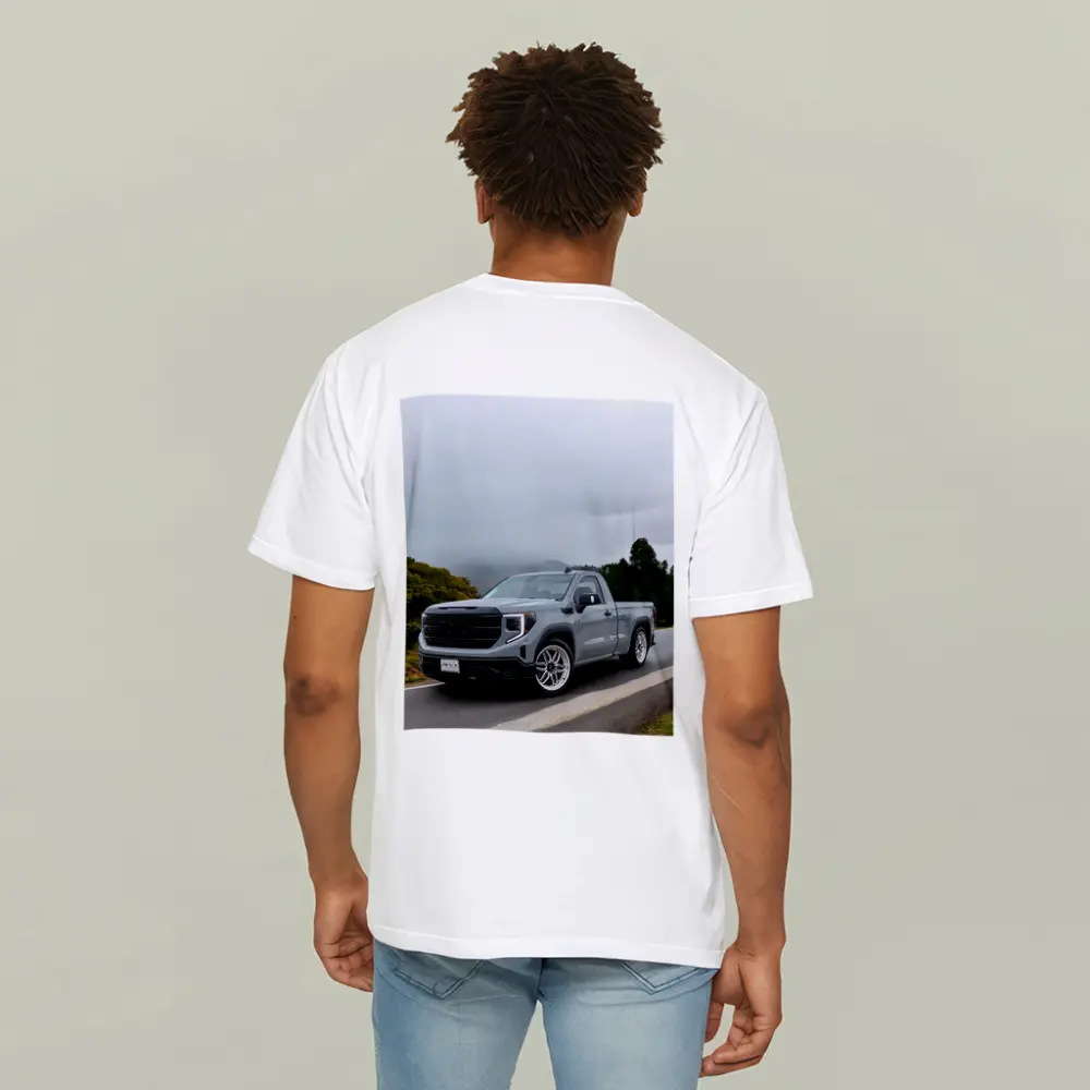 GMC Sierra Truck on Misty Mountain Road – T-Shirts
