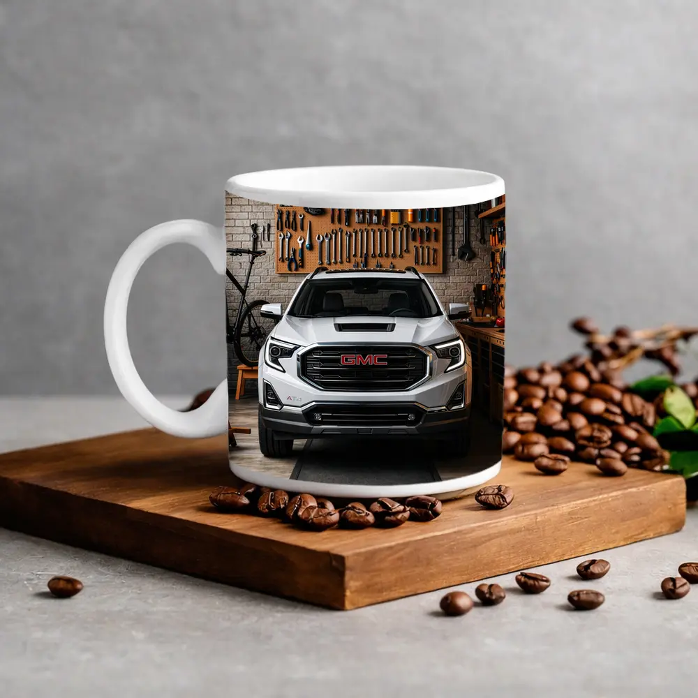 GMC Terrain AT4 White Garage Front View – Mugs