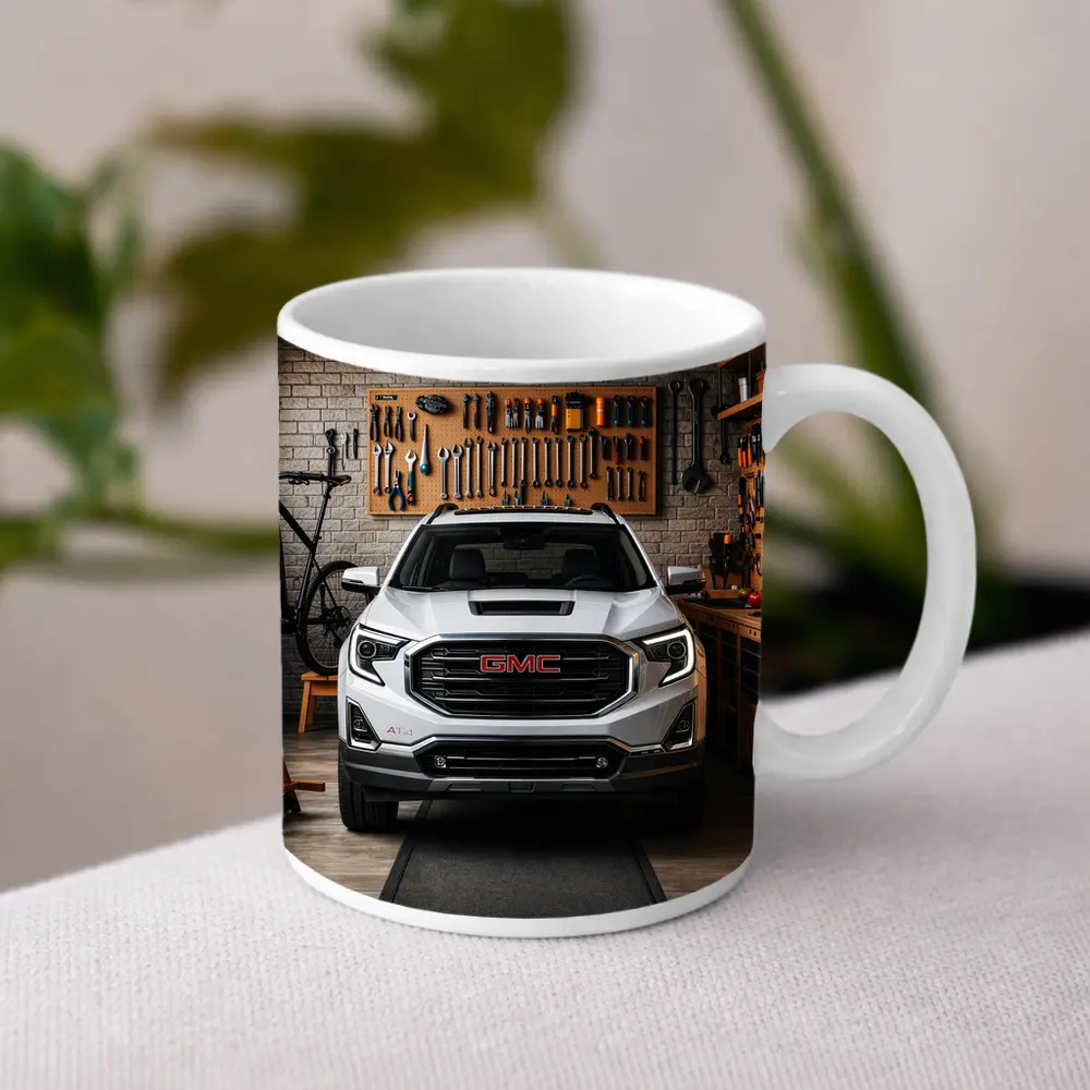 GMC Terrain AT4 White Garage Front View – Mugs