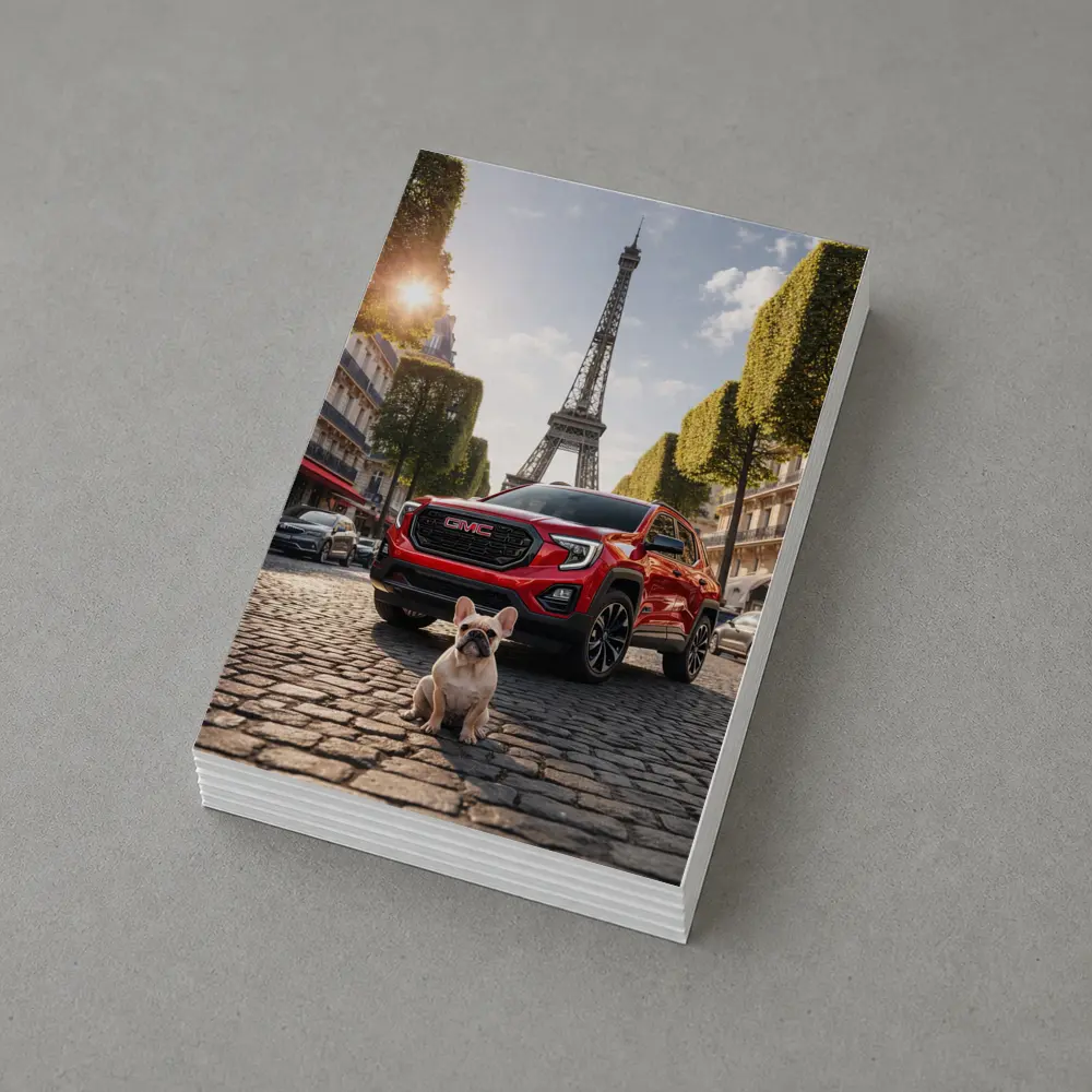 Red GMC Terrain French Bulldog Paris Street – Postcards