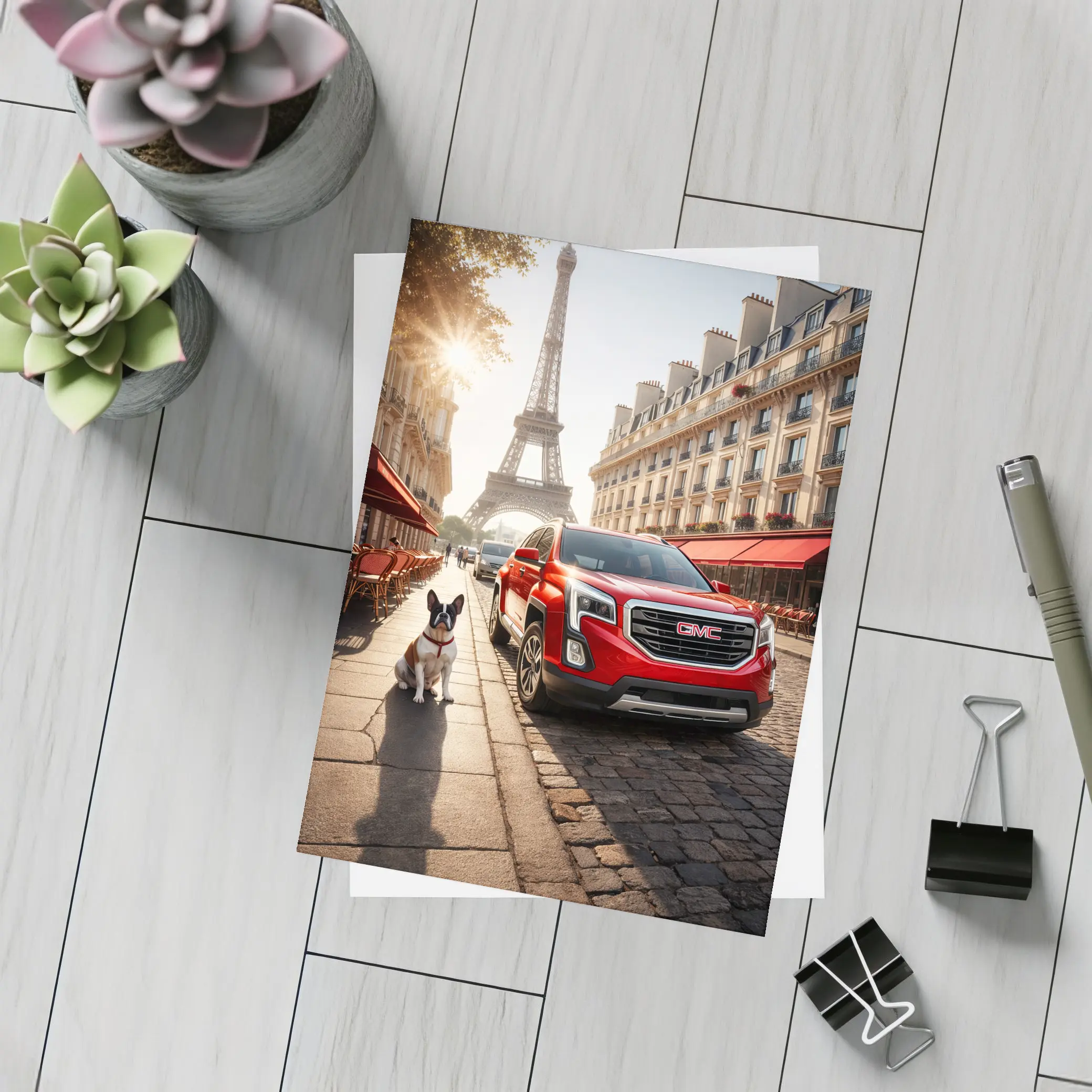 GMC Terrain Red SUV Paris Eiffel Tower – Postcards