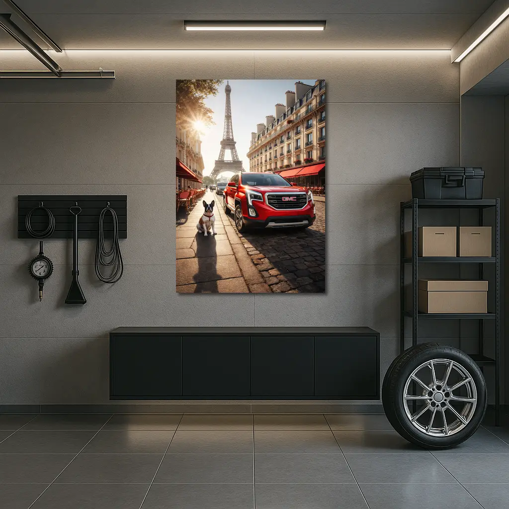 GMC Terrain Red SUV Paris Eiffel Tower – Wall Art